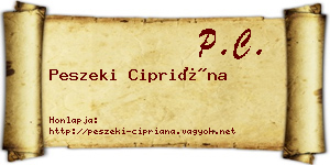 Peszeki Cipriána névjegykártya